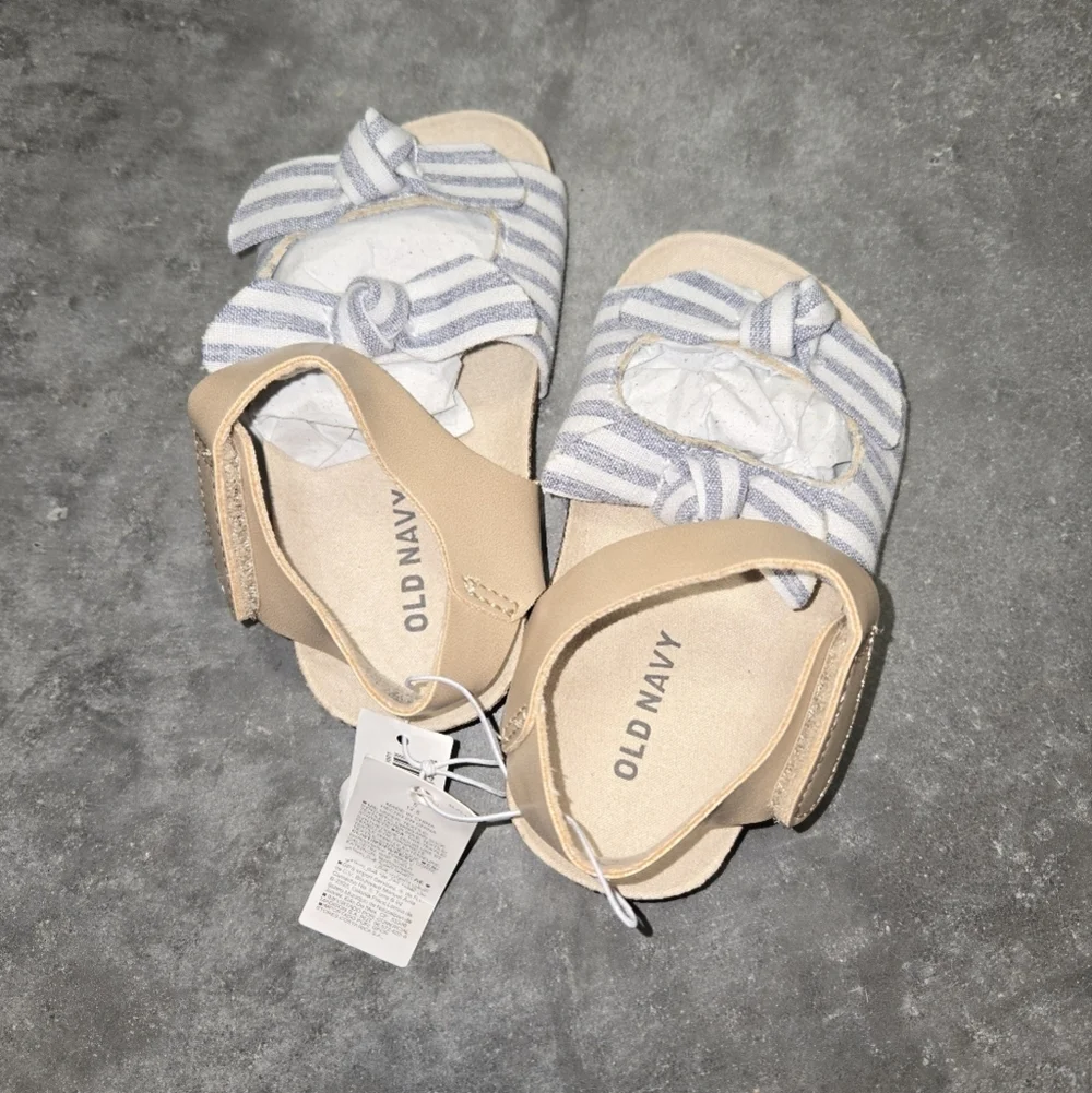 Old Navy Tan and Blue Striped Baby Sandals
